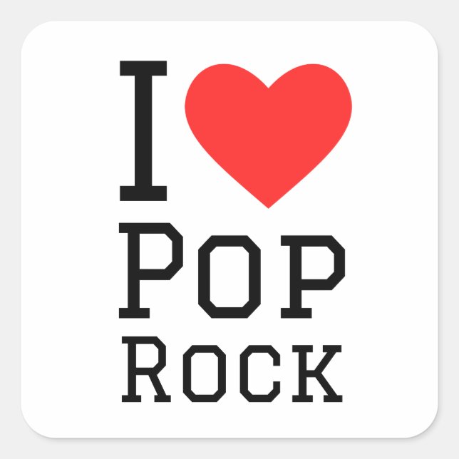 Pegatina Cuadrada Me encanta el rock pop (Anverso)