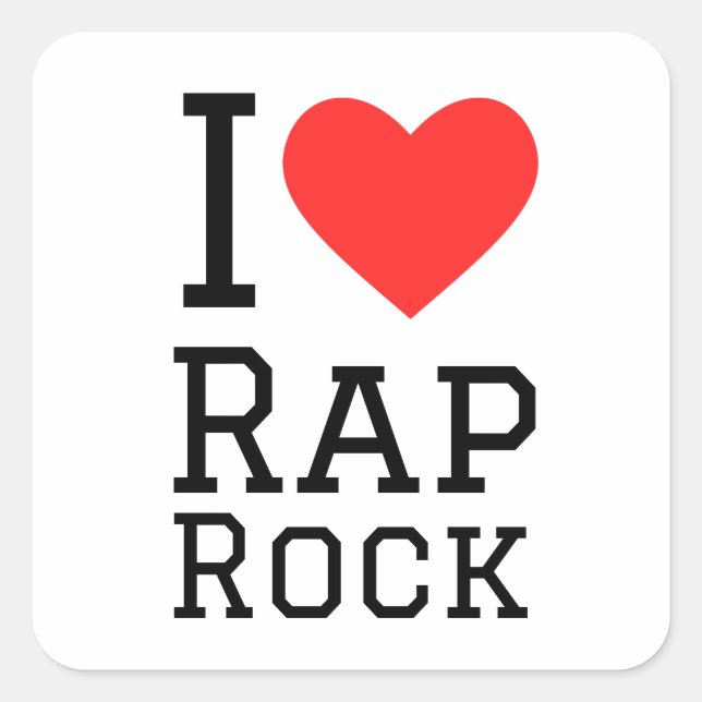 Pegatina Cuadrada Me encanta el rock rap (Anverso)