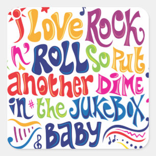Pegatina Cuadrada Me encanta el rock'n roll