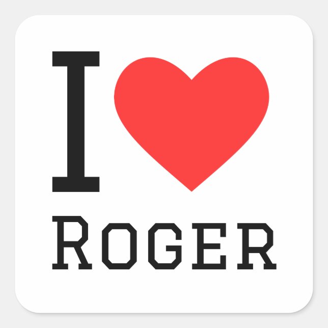 Pegatina Cuadrada Me encanta el roger (Anverso)
