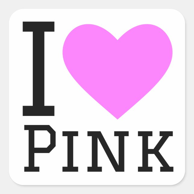 Pegatina Cuadrada Me encanta el rosa (Anverso)