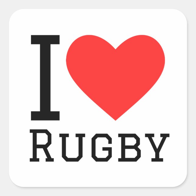 Pegatina Cuadrada Me encanta el rugby (Anverso)