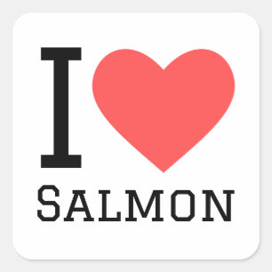 Pegatina Cuadrada Me encanta el salmón