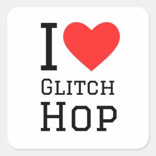Pegatina Cuadrada Me encanta el salto de glitch