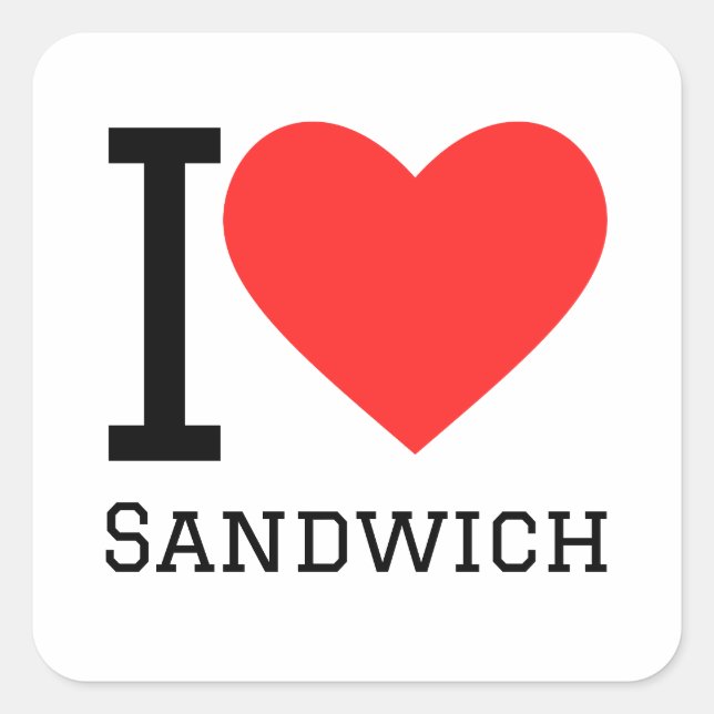 Pegatina Cuadrada Me encanta el sándwich (Anverso)