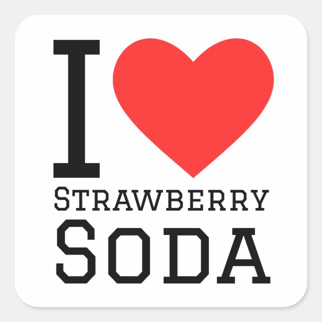 Pegatina Cuadrada Me encanta el soda de fresa