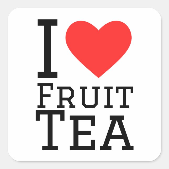 Pegatina Cuadrada Me encanta el té de fruta (Anverso)