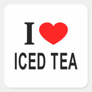 Pegatina Cuadrada Me encanta el té helado Me encanta el té helado Am