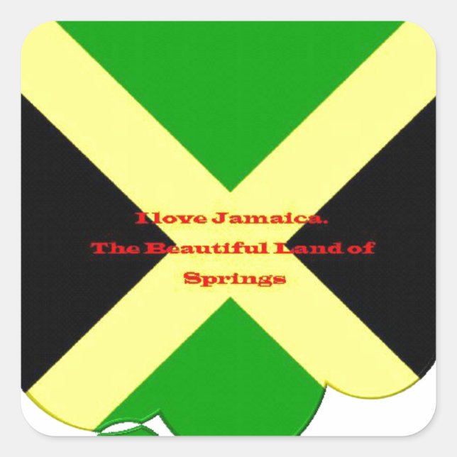 Pegatina Cuadrada Me encanta el texto de Jamaica en la imagen de la  (Anverso)