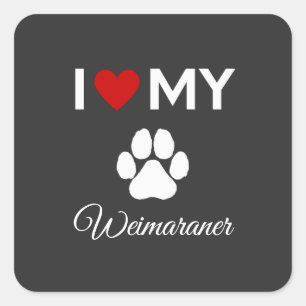 Pegatina Cuadrada Me encanta el texto de mi personalizado de perro d