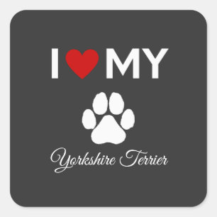 Pegatina Cuadrada Me encanta el texto de mi personalizado de perro d
