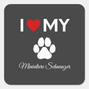 Pegatina Cuadrada Me encanta el texto de mi personalizado de perro S