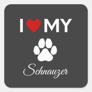 Pegatina Cuadrada Me encanta el texto de mi personalizado de perro S