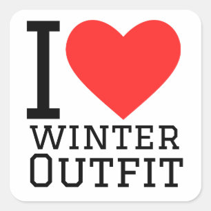 Pegatina Cuadrada Me encanta el traje de invierno