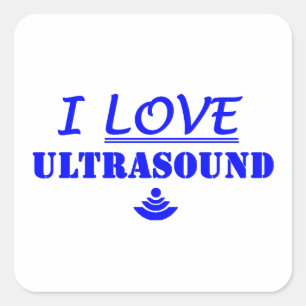 Pegatina Cuadrada ¡Me Encanta El Ultrasonido!