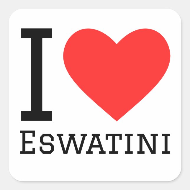 Pegatina Cuadrada Me encanta Eswatini (Anverso)