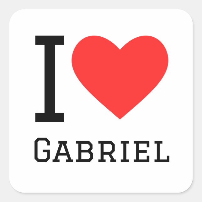 Pegatina Cuadrada Me encanta Gabriel (Anverso)