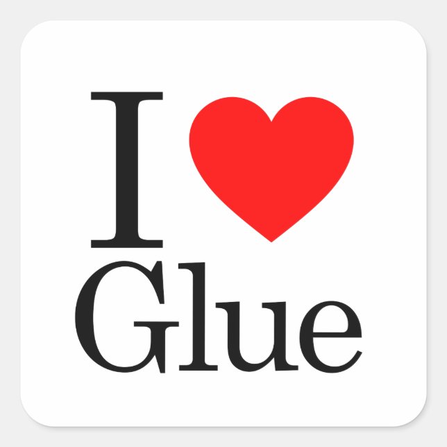 Pegatina Cuadrada Me encanta Glue (Anverso)