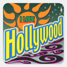 ¡Me encanta Hollywood! ¡Pegatina nocturno del sol!