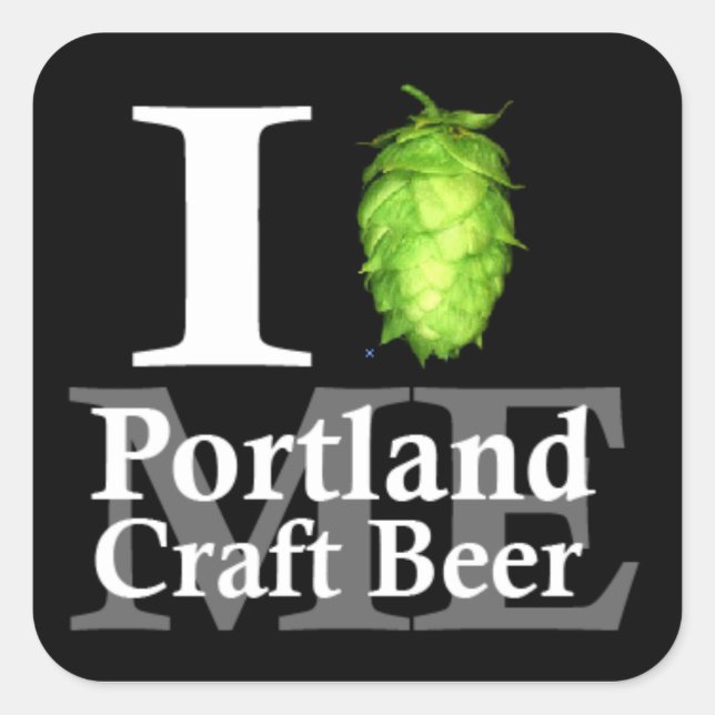 Pegatina Cuadrada ¡Me encanta (hop) Portland, YO cerveza artesanal! (Anverso)