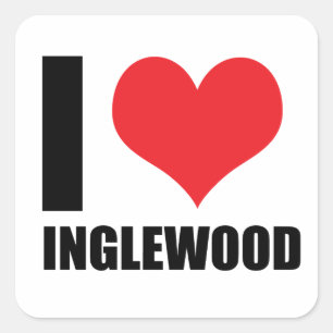 Pegatina Cuadrada Me encanta Inglewood