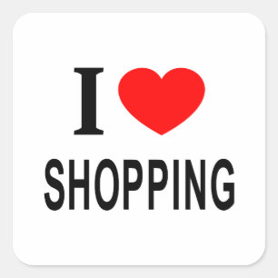 Pegatina Cuadrada Me encanta ir de compras Me encanta ir de compras