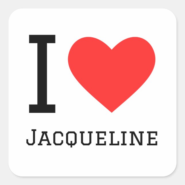 Pegatina Cuadrada Me encanta Jacqueline (Anverso)