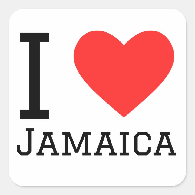 Pegatina Cuadrada Me encanta Jamaica (Anverso)