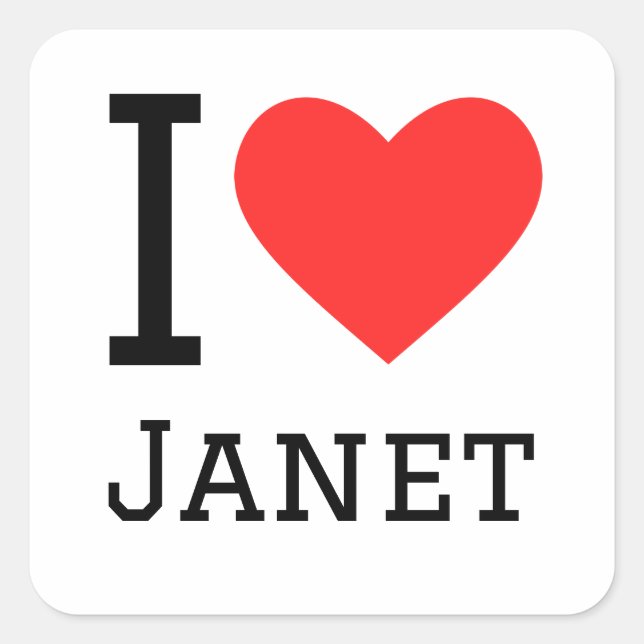 Pegatina Cuadrada Me encanta janet (Anverso)
