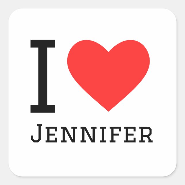 Pegatina Cuadrada Me encanta jennifer (Anverso)