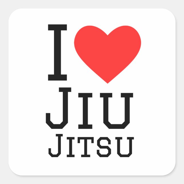 Pegatina Cuadrada Me encanta Jiu jitsu (Anverso)