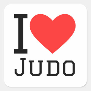 Pegatina Cuadrada Me encanta judo
