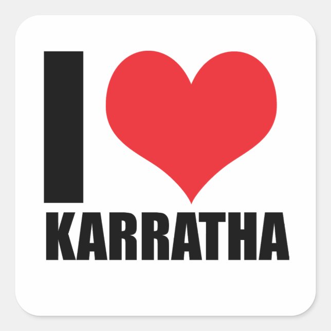 Pegatina Cuadrada Me encanta Karratha (Anverso)