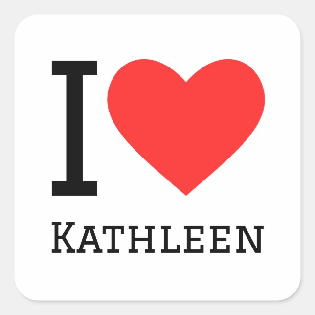 Pegatina Cuadrada Me encanta Kathleen (Anverso)
