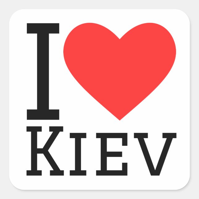 Pegatina Cuadrada Me encanta Kiev (Anverso)