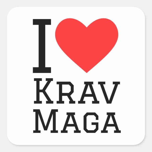 Pegatina Cuadrada Me encanta Krav maga (Anverso)
