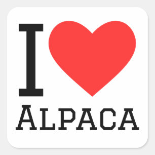 Pegatina Cuadrada Me encanta la alpaca