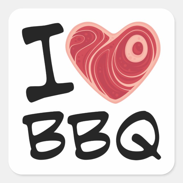 Pegatina Cuadrada Me encanta la barbacoa (Anverso)