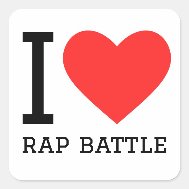 Pegatina Cuadrada Me encanta la batalla de rap (Anverso)