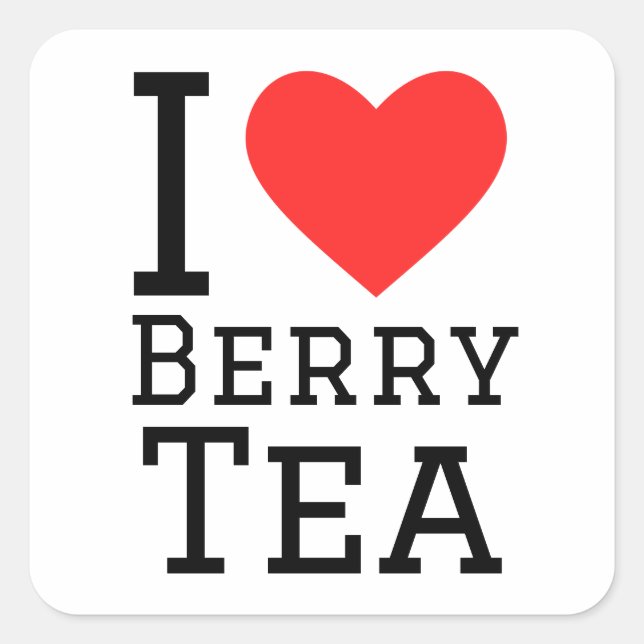 Pegatina Cuadrada Me encanta la berry de té (Anverso)