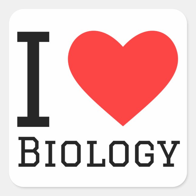 Pegatina Cuadrada Me encanta la biología (Anverso)