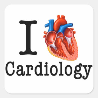 Pegatina Cuadrada Me encanta la cardiología