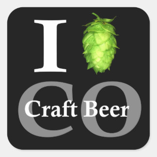 Pegatina Cuadrada ¡Me encanta la cerveza artesanal de Colorado!