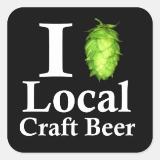 Pegatina Cuadrada ¡Me encanta la cerveza artesanal local!