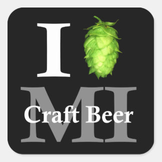 Pegatina Cuadrada ¡Me encanta la cerveza de arte de Michigan!