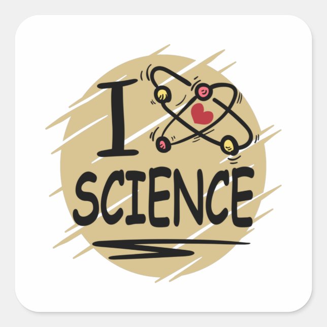 Pegatina Cuadrada Me encanta la ciencia (Anverso)