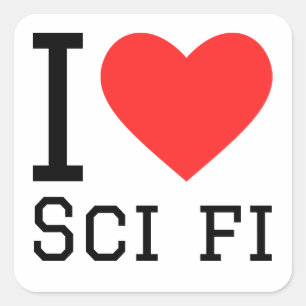 Pegatina Cuadrada Me encanta la ciencia ficción