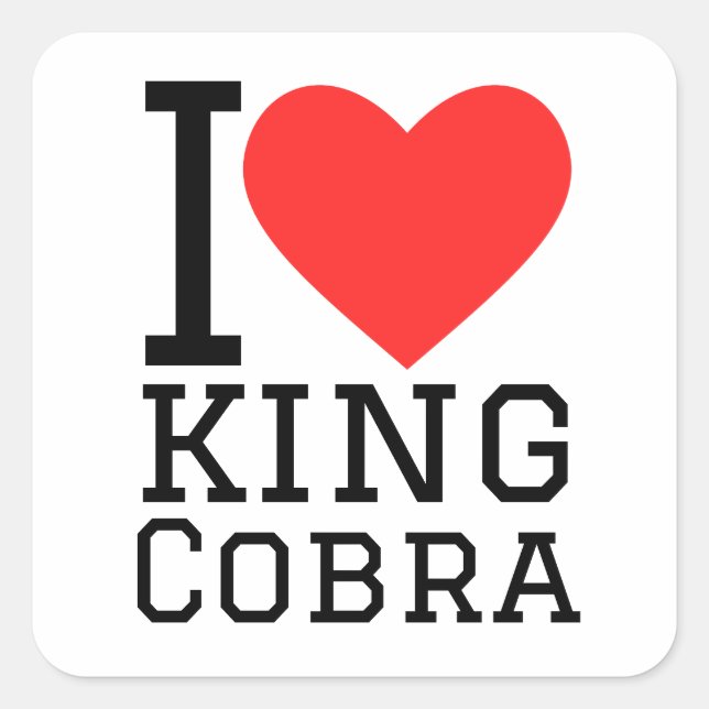 Pegatina Cuadrada Me encanta la cobra real (Anverso)