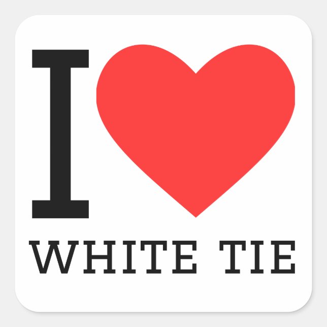 Pegatina Cuadrada Me encanta la corbata blanca (Anverso)