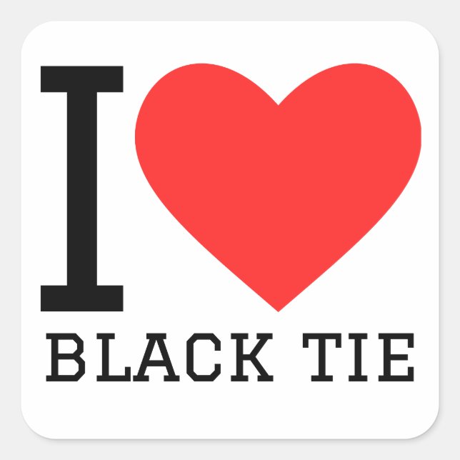 Pegatina Cuadrada Me encanta la corbata negra (Anverso)